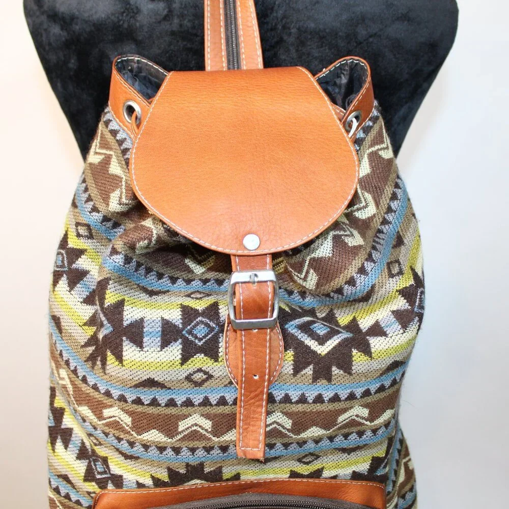 Yacon Handcrafted Wool and Faux Leather Backpack - Picture 3 of 16